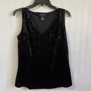 New‎ Directions Womens Medium Black Velvet V-neck Sleeveless Top